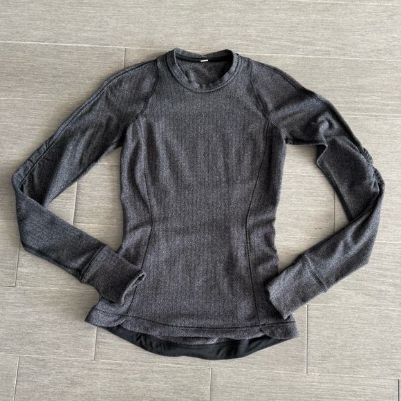 Lululemon Runderful Long Sleeve Heathered Herringbone Heathered Black Black 2 - Picture 15 of 16